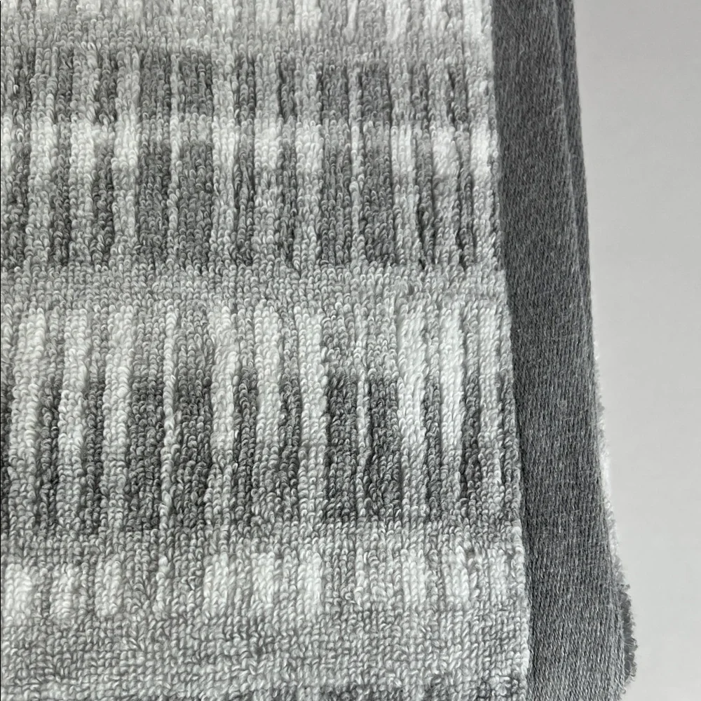 2 PC Eco Melange Bath Towels Gray & White Striped Soft Cotton Blend NEW